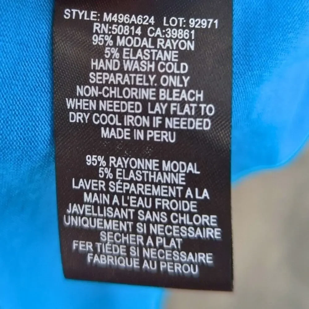 Tahari Hava Dress Large Blue Resort Coastal Faux Wrap Beach Vacation Stretchy